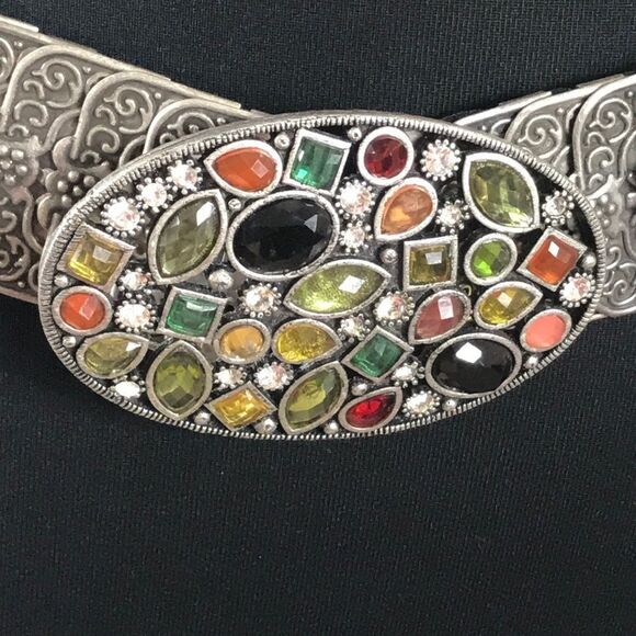 Vintage Rectangle Elastic Metal And Rhinestone 80s,Belts main image 12